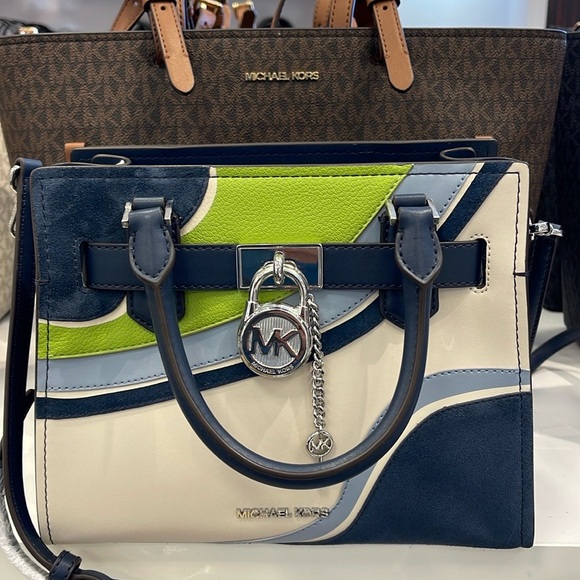 Michael Kors Hamilton Small Satchel Shoulder Crossbody Bag 
Navy Multi 
NWT - Picture 14 of 16